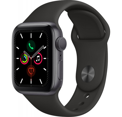 Смарт-часы Apple Watch Series 5 GPS, 40mm Space Grey Aluminium Case with Black Sport Band (MWV82GK/A)